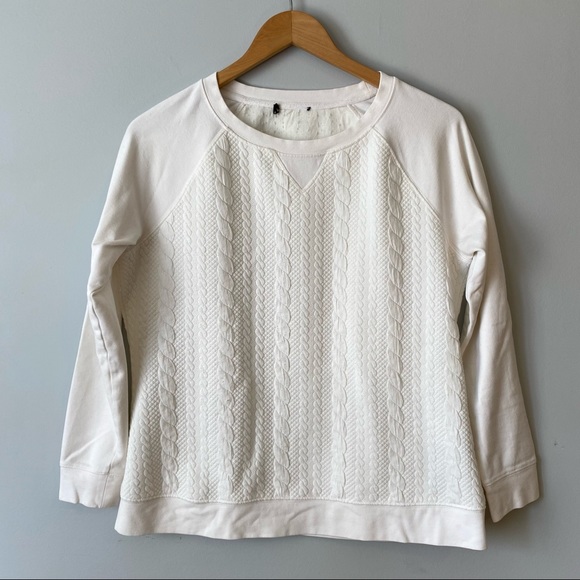 Women’s Cream/ white Crewneck textured sweatshirt with faux cable knit detail- M - Picture 1 of 14